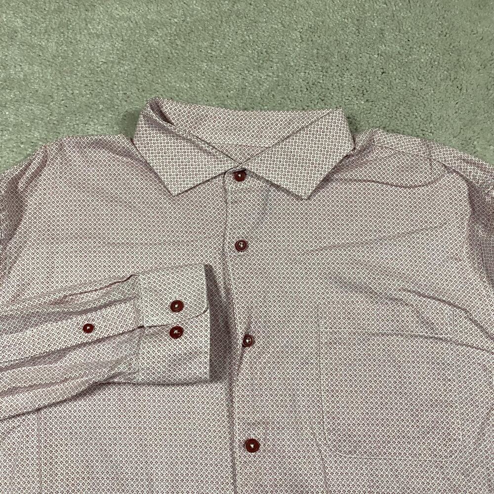 Johnnie-O Shirt Mens XL Red Geometric Print Button Up Cotton Surf Prep Casual